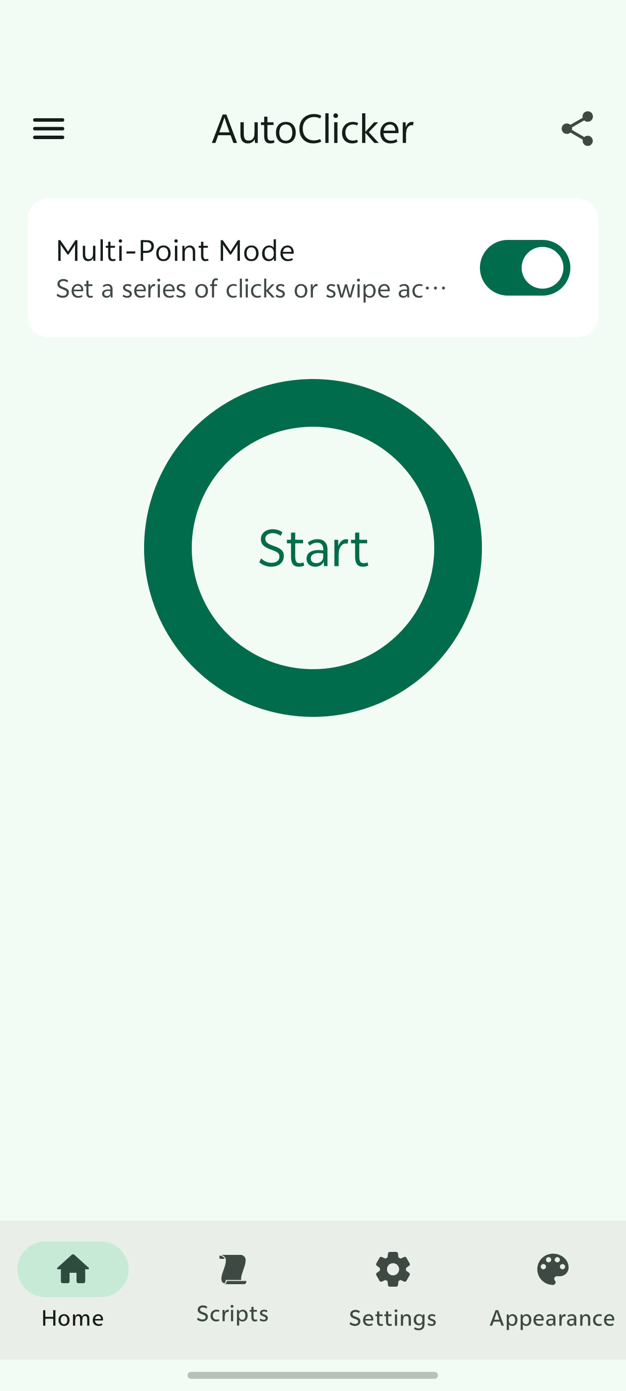 Auto Clicker App Home Screen